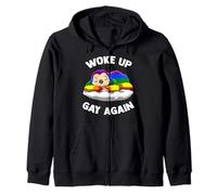 Woke Up Gay Again Gay Sleeping Sloth Pride Zip Hoodie