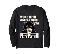 Woke Up in A Great Mood and Then I Met People Cat Coffee Long Sleeve T-Shirt