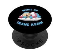 Woke Up Trans Again Transgender Sloth Sleeping PopSockets Adhesive PopGrip