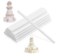 wokeken 30-Pack Cake Support Rods - Food-Safe Plastic Cake Dowels 0.47" Diameter (1.2cm) x 9.44" Length (24cm), Adjustable Tiered Cake Stand Sticks for Wedding/Birthday Cakes