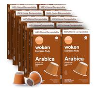 WOKEN COFFEE Compostable Nespresso Pods - Arabica Light Roast Italian Espresso Coffee Capsules Compatible With Nespresso Coffee Machine (100 Pod Count, 10 Boxes)