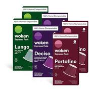 WOKEN COFFEE Compostable Nespresso Pods Variety Pack - Dark and Medium Roast Italian Espresso Coffee Capsules Compatible With Nespresso Coffee Machine (60 Pod Count, 6 Boxes)