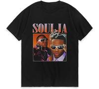 WOKERUI Soulja Boy Vintage T-Shirt Street Hip Hop Rapper T Shirts Short Sleeve Men's ClothingOversized T Shirt Tops Black Size XL