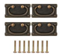 wokery 4 Pcs Drawer Pull Handles and Knobs, Vintage Kitchen Cabinets Cupboard Pull Knobs and Handles, Antique Furniture Door Pull Handles for Bedroom Dresser Wardrobe Drawer Cabinet (95x51mm)