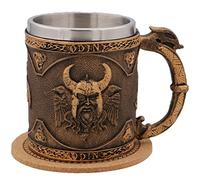 WOKHACH ODIN Viking Mug Beer Stein Tankard,Stainless Steel Drinking Tankard Mug Coffee Cup,Medieval Norse Mythology Folklore Poetic Edda Gothic Decor Party Decoration Drinkware Gift for Men18oz(ODIN)