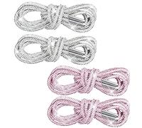 WOKICOR Shoelace, 4 Pieces/2 Pairs Rhinestone Glitter Rope Round, Diamond Rope Straps for DIY Jogging Bottoms, Trainers, Boots, Hoodie Dress, White