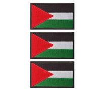 Wokii Palestine Flag Patch Palestine Flags Embroidered Patches Military Morale Emblem Badges Applique Fastener Hook And Loop for Clothing Bag