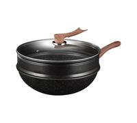 wokks for Electric Stove, Woks with Lid, 12.5 Inch Camping Woks with Steamer, wokks Pan, Stir-Fry Pans Nonstick,Kitchen Utensils for Omelette Baking Restaurant Pancake Searing Boiling Cooking Saute