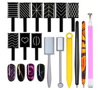 WOKOTO 15 Pcs Cat Eye Nail Magnets for Nail Art Nail Art Tools Gradient Pattern Cat Eye Magnet for Nails Magnetic Sticks for Women Nails