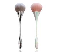 WOKOTO 2Pcs Silver And Iridescent Nail Art Dusting Brush For Nail Art Dust Collector Brush Hourglass-Shaped Blush Brush Boose Powder Brush Makeup Brushes Acrylic Nail Tools Dust Brushes For Nails