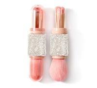 WOKOTO 4 in 1 White Diamond-Embellished Makeup Brushes - Nail Art Dust Powder Remover Brush, Eye Shadow, Lip & Foundation Brush, Soft Nail Art Dust Cleaner Brush for Acrylic Application and Makeup