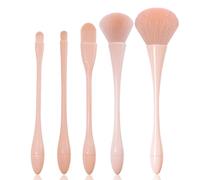 WOKOTO 5pcs Peach Pink Nail Dust Brushes For Nail Art Cleaning Brushes Kit Hourglass-Shaped Makeup Brushes Highlighter Brush Loose Powder Eyeshadow Foundation Blush Brushes Dust Nail Brushes Set