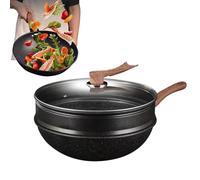 Woks & Stir-Fry Pans Non-Stick Coating | 32 Cm Camping Pan With Steam Basket,Casserole For Baking Stewing Sauté Cooking Steaming And Pancakes For Kitchen And Camping