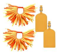 Wokuaile 2 Pcs Luggage Pom Poms with Luggage Tags for Suitcases Funny Luggage Identifiers Pom Tags, Travel Accessories Essential, Hook & Loop Closure, Orange Yellow