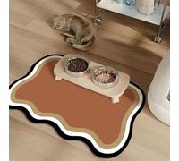 Wokuaile Absorbent Pet Feeding Mat No Stains Pet Mat for Food and Water Bowl Quick Dry Dog Cat Water Dispenser Mat for Messy Drinkers Brown, 40 x 60 cm