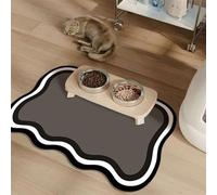 Wokuaile Absorbent Pet Feeding Mat No Stains Pet Mat for Food and Water Bowl Quick Dry Dog Cat Water Dispenser Mat for Messy Drinkers Gray, 30 x 50 cm