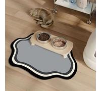 Wokuaile Absorbent Pet Feeding Mat No Stains Pet Mat for Food and Water Bowl Quick Dry Dog Cat Water Dispenser Mat for Messy Drinkers Light Gray, 30 x 50 cm