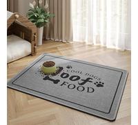Wokuaile Dog Food Mat Absorbent for Food and Water Pet Feeding Mat Non-Slip No Stains Quick Dry Water Dispenser Mat Pet Supplies Gray Dog, 45 x 60 cm