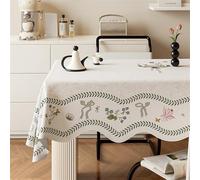 Wokuaile Floral Rectangle Tablecloth Wipeable Spill Proof Wrinkle Resistant Table Cloth Soft and Thick Table Cover for Party Picnic Dinner Decor Beige, 120 x 80 cm