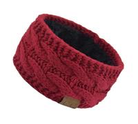 Wokuaile Headbands for Women Winter Warm Cable Knit Fuzzy Ear Warmers Thick Furry Head Wrap Red
