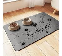 Wokuaile Pet Feeding Mat Absorbent Dog Mat for Food and Water Bowl No Stains Quick Dry Water Dispenser Mat with Waterproof Rubber Backing Gray, 40 x 60 cm