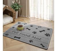 Wokuaile Pet Feeding Mat Absorbent Pet Placemat for Food and Water Bowl No Stains Quick Dry Water Dispenser Mat Pet Supplies for Messy Drinkers Gray Bone, 35 x 50 cm