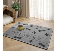 Wokuaile Pet Feeding Mat Absorbent Pet Placemat for Food and Water Bowl No Stains Quick Dry Water Dispenser Mat Pet Supplies for Messy Drinkers Gray, 45 x 60 cm