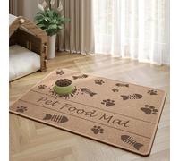 Wokuaile Pet Feeding Mat Absorbent Pet Placemat for Food and Water Bowl No Stains Quick Dry Water Dispenser Mat Pet Supplies for Messy Drinkers Khaki, 50 x 70 cm