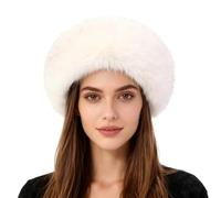 Wokuaile Womens Winter Headbands Faux Fur Furry Earmuff Headwrap Ear Warmers for Cold Weather Beige