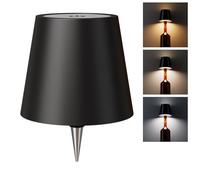 WOKWOYIO Wireless Bottle Lamp, Wireless Lamps Rechargable, Touch Control Stepless Dimming 3 Color Temperatures Bottle Lamp Kit Lampshade for Bar,Restaurant,Room Decor (Black Dark)