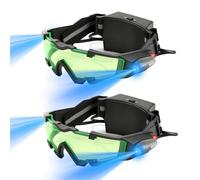 Wokyo 2 Pack Spy Night Vision Goggles with Flip-Out LED Lights, Spy Gear Adjustable LED Night Green Lens Glasses for Outdoor Activities Skying to Protect Eyes