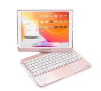 Wokyo 360° Rotating Bluetooth Keyboard Case for ipad 2020/ 7th Gen 10.2/10.5 Inch ABS Material Touch Keyboard with Intelligent Touch Pad and Pencil Holder Black (Rose Gold)