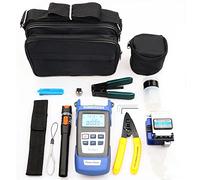 Wokyo FTTH Fiber Optic Termination Tool Kit, Fiber Optical Cable Cold Connection Tool Kit w/FC-6S Fiber Cleaver 10mW Visual Fault Locator Optical Power Meter for CATV Engineering