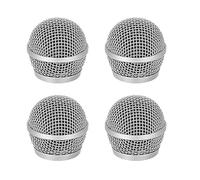 Wokyo Microphone Head Replacement for Pg58 Mic Head Replacement Head Ball Microphone Grille Pop Filter Windscreen for PG48, PG58, PGX2, BLX288 (silver, PG58-4pcs)