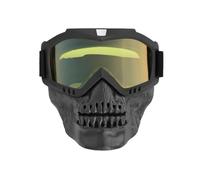 Wokyo Riding Goggles Glasses, Detachable Adjustable Motorcycle Skull Goggle Face Protective Mask, ATV Motorcycle Riding Goggle for Racing Combat Tactical Training Military (Yellow Lens)