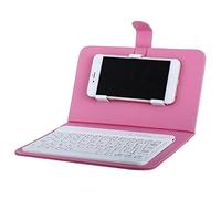 Wokyo Universal Mini Wireless Bluetooth Keyboard for Mobile Phones, Magnetic Leather Protective Sleeve Convenient Foldable Keyboard for iOS/Android Phones (Pink)…