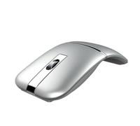 Wokyo Wireless Bluetooth Rotating Arc Mouse, USB Rechargeable Silent Click Computer Mice with USB Receiver with BT & 2.4G Dual Mode for MacBook, Dell, Lenovo Device (Sliver)