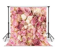 WOLADA 10x10FT Flower Backdrop Vinyl Photography Background Cloth Flower Wall Backdrop Pink Flower Backdrop Rose Floral Backdrop Wedding Backdrops for Photoshoot Engagement Backdrop 9604