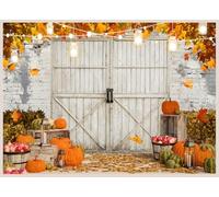 WOLADA Autumn Photo Backdrop Fall Photography Background Autumn White Barn Door Photo Backdrop 8x6FT FW122