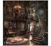 WOLADA Halloween Backdrop Halloween Haunted House Castle Backdrop Horror Castle Photo Background 10x10FT FW135