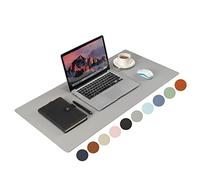 Wolaile PU Leather Desk Pad Blotter,Light Grey Waterproof Office Desktop Mat,36x17in Non-Slip Large Mouse Pad/Writing Protector/Desk Accessories