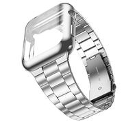 Wolait Compatible with Apple Watch Band 44mm with Case, Upgraded Business Stainless Steel Band with Screen Protector Cover for iWatch Series 7/6/SE Series 5/4/3/2/1,44mm Silver