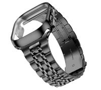 Wolait Compatible with Apple Watch Band 45mm 44mm 42mm 41mm 40mm 38mm with Case,Upgraded Stainless Steel Metal Business Band with Screen Protector for iWatch Series 7/SE Series 6/5/4/3/2/1,41mm Black