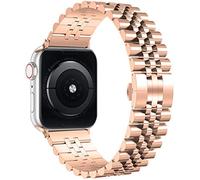 Wolait Compatible with Apple Watch Bands 42mm (Series 11 10 )41mm 40mm 38mm, Stainless Steel Heavy iWatch Bands with Butterfly Folding Clasp Link Bracelet for Series 9/8/7/6/5/SE3/2/1 Women Men,Rose