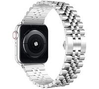 Wolait Compatible with Apple Watch Bands 42mm (Series 11 10 )41mm 40mm 38mm, Stainless Steel Heavy iWatch Bands with Butterfly Folding Clasp Link Bracelet for Series 9/8/7/6/5/SE3/2/1 Women Men,Silver