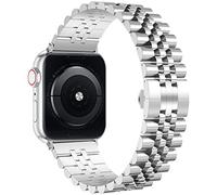 Wolait Compatible with Apple Watch Ultra 2 Band 49mm 46mm 45mm 44mm 42mm,Stainless Steel Heavy Band with Butterfly Folding Clasp Link Bracelet for iWatch Ultra Series 10/9/ 8/7/6/Men,Silver