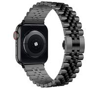 Wolait Compatible with Apple Watch Ultra 3/Ultra 2 Band 49mm 46mm 45mm 44mm 42mm,Stainless Steel Heavy iWatch Band with Butterfly Folding Clasp Link Bracelet for Series 11-1/SE3/2/Men,Black