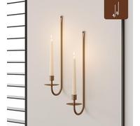 WOLAOJA Metal Wall Candle Sconce Holder Set of 2 Wall Mount Candle Holder Pillar Holder BRASS Modern Wall Candle Sconces Hanging for Living Room Farmhouse Fireplace Wedding