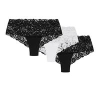 Wolbar Ladies Briefs With Lace WB413 3-Pack, Black-Black-White,M