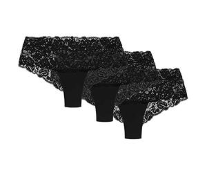 Wolbar Ladies Briefs With Lace WB413 3-Pack, Black,M